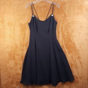 MYLES STUDIO Womens Slip Dress Size 8 Black Fit Flare Chiffon Rhinestone Party